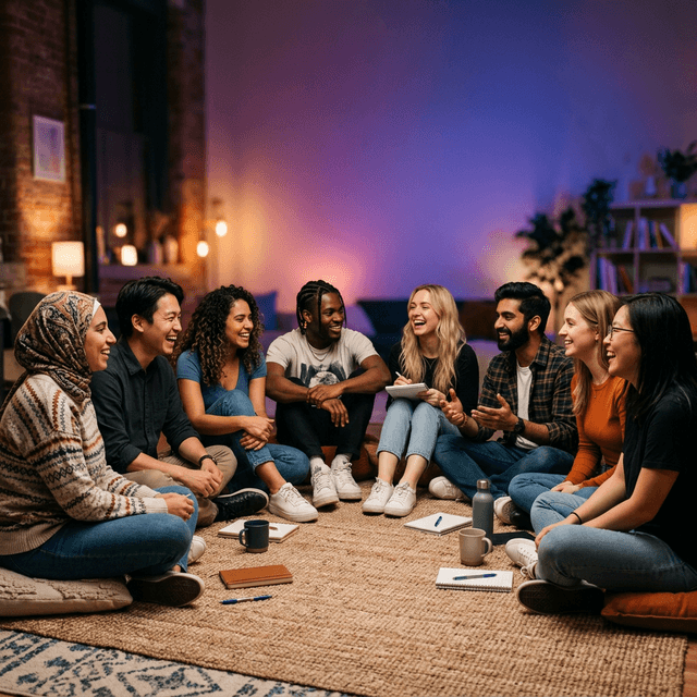 Diverse community of English learners from around the world